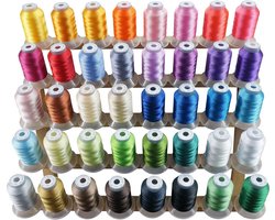 40 kleuren polyester borduurgaren 500 m (550Y), spoelen set polyester borduurgaren, meerkleurig, zacht, perfect voor Brother/Babylock/Janome/Singer/Pfaff/Bernina borduurmachine
