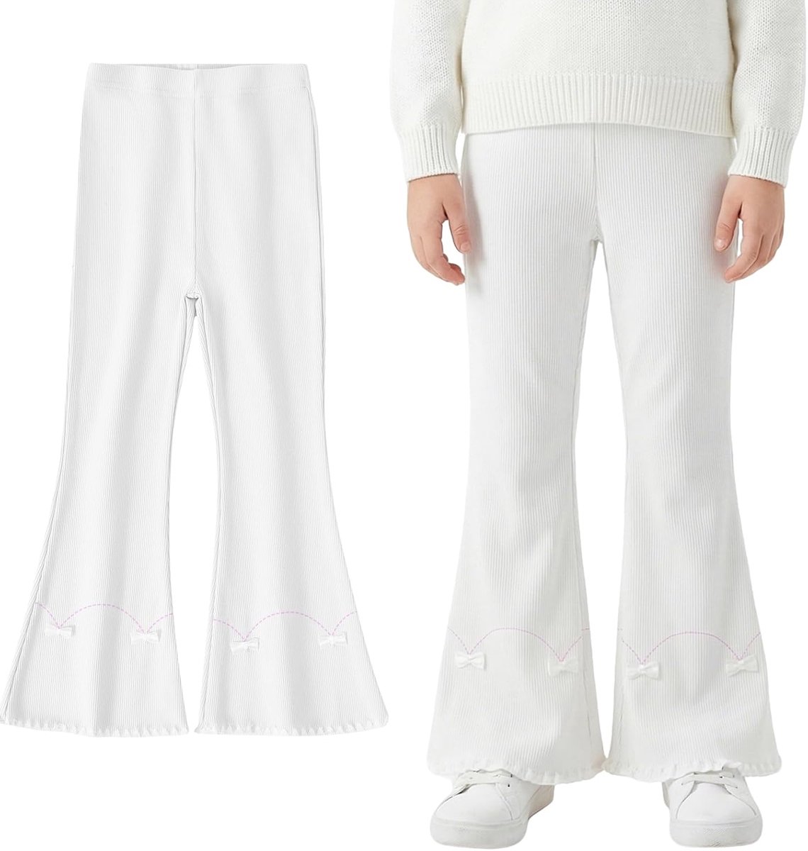 Legging Flare Jeans Voor Meisjes Stretch Bootcut Broek Katoen Flared Legging Kids Flare Broek Lange Uitlopende Yoga Broek Voor Vrije Tijd Lopen Lente Herfst Gebreide Broek Voor 3-11 Jaar