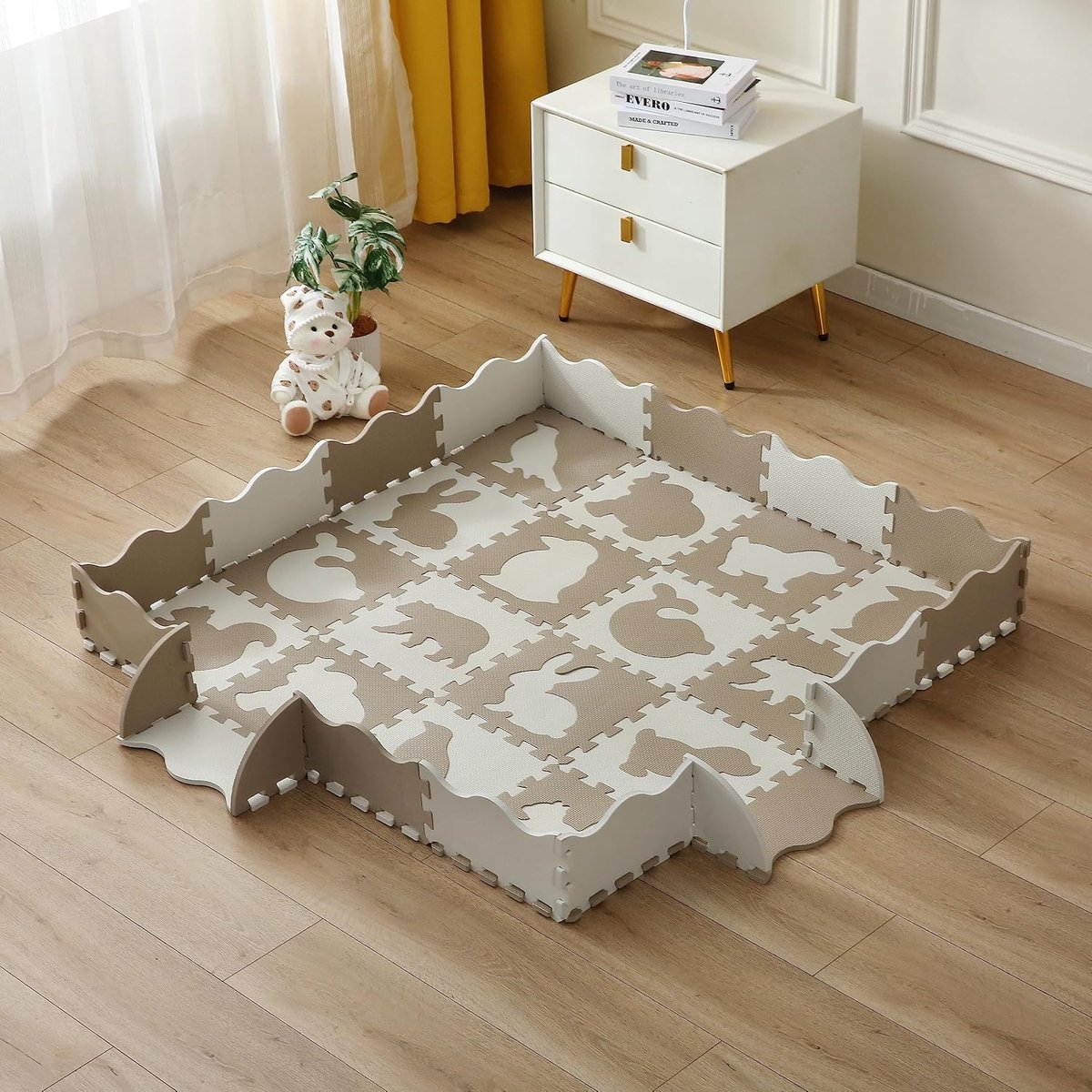 Mat van schuimrubber voor baby's, EVA-schuim, puzzelmat, dikke baby (Modelo 10, 142x142 cm | 36 Matten | 2,02 M²)