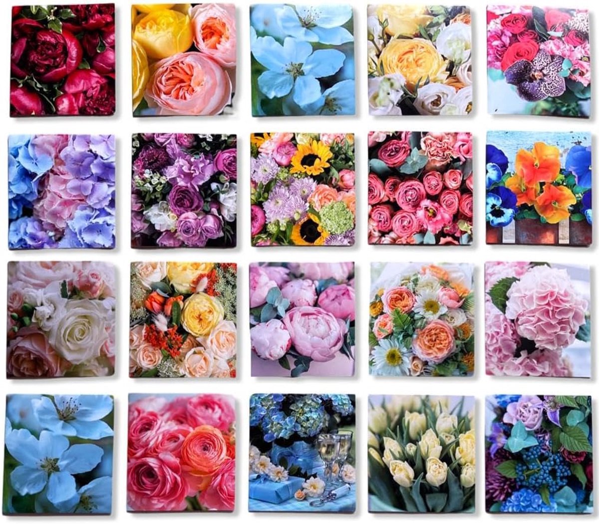 & Crafts 20 Blanco Bloemenkaarten Zonder Tekst met Enveloppen - Wenskaartenset met Enveloppen