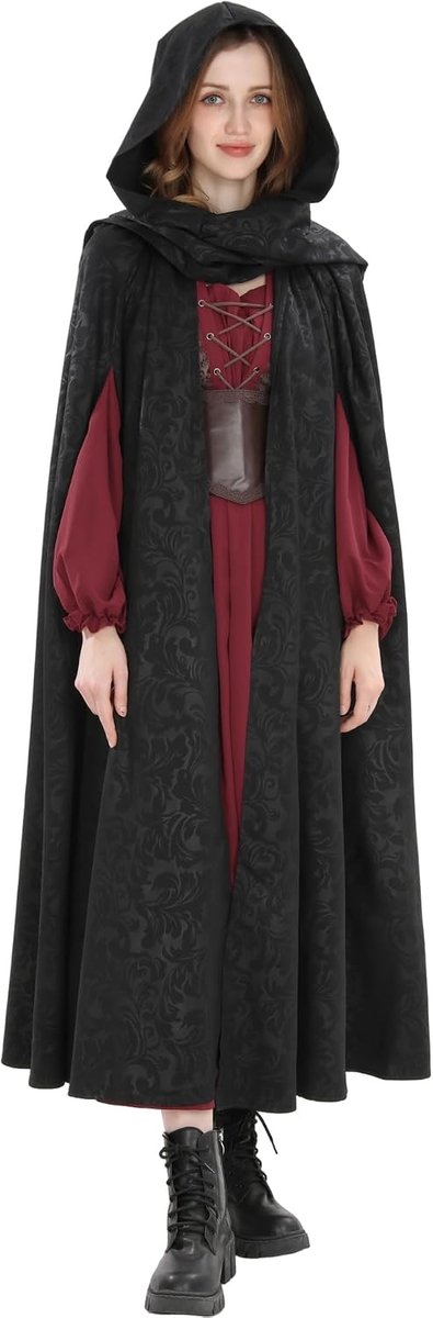 Cape met capuchon dames cape dames gothic mantel gothic jas zwart