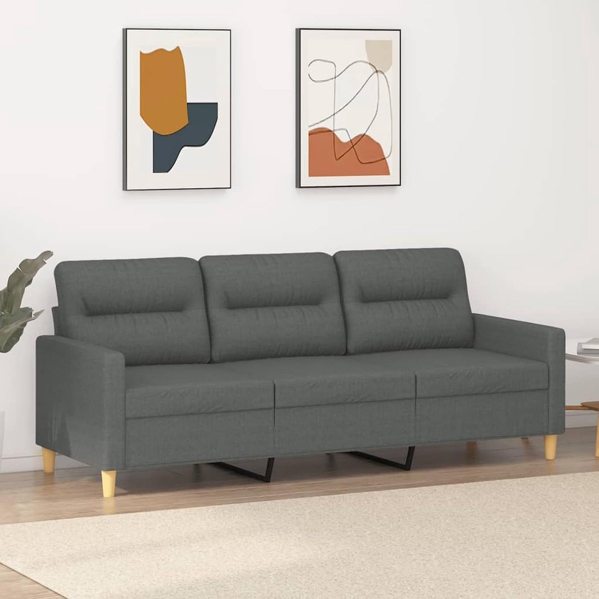 3-zitsbank, lichtgrijs, 180 cm, moderne bank, 3-zitsbank, gestoffeerde bank voor woonkamer, kantoor, bank, 3-zitsbank, stoffen