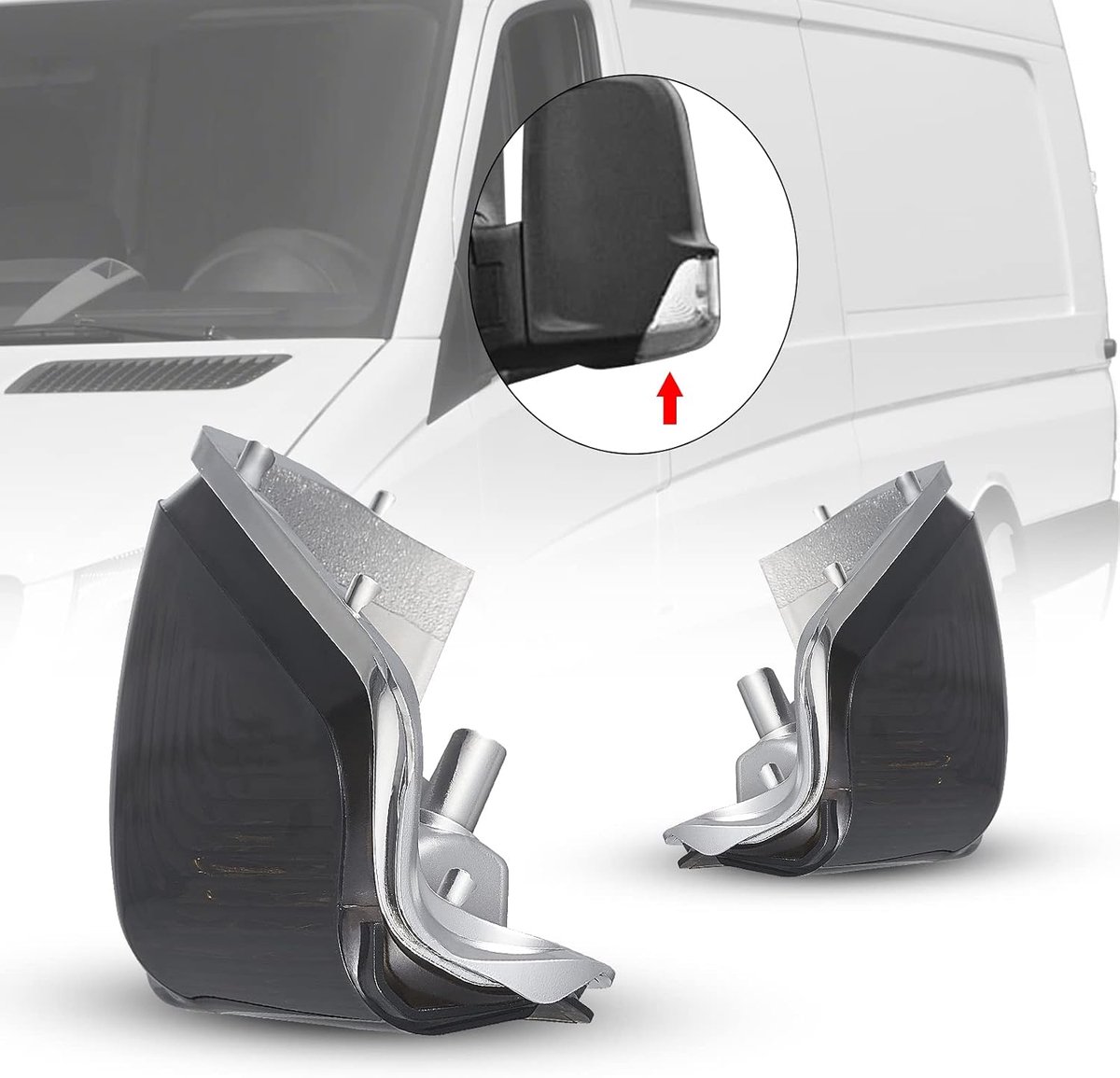 Knipperlicht voor Mercedes Benz MB Sprinter 906 06/2006-01/2018, 907/910 02/2018-up, Volkswagen VW 30-50 (2E) 2006-2016, 1 paar, linker- en rechterkant, spiegelknipperlicht, zijknipperlicht