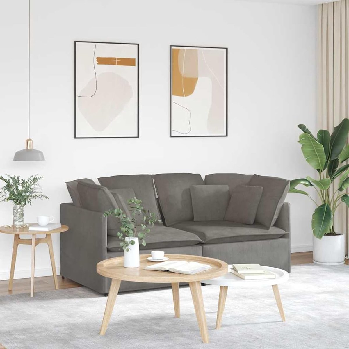 Modulaire sofa met kussen corduroy lichtgrijs, gestoffeerde bank zitgroepen bank voor woonkamer appartement kantoor logeerkamer 3321257