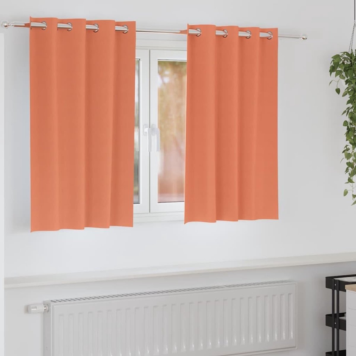 2 stuks, terracotta, 140 x 140 cm, met haken en ringsysteem, drievoudig weefsel, polyester, voor lichtbescherming en privacy, handmatig openingssysteem