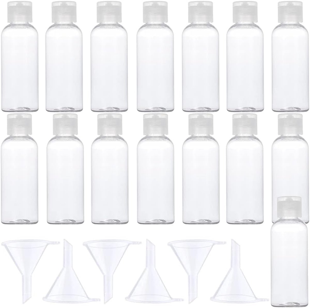 15 stuks, 50 ml, transparant, kunststof, navulbaar, lege reisflessen, cosmetische flessen voor shampoo, lotions, crèmes, cosmetica
