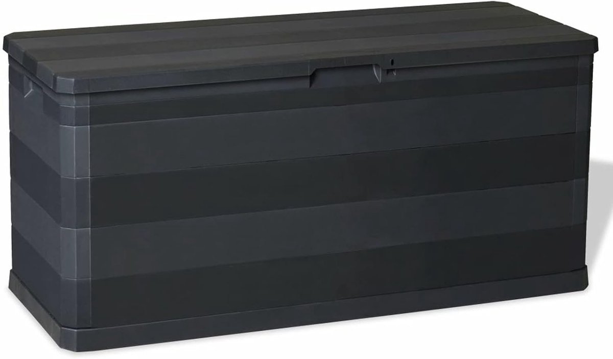 Tuinbox, kist, opbergdoos voor buiten, grote opbergdoos, opbergdoos voor de tuin, kist voor buiten, kussenbox, zwart, 117 x 45 x 56 cm PP