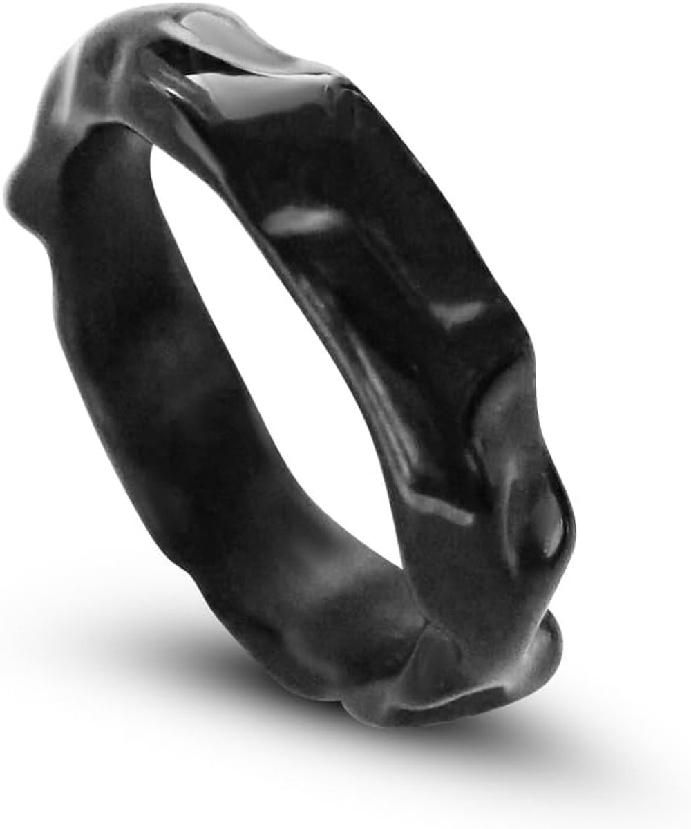 Fashion Herenring, bandring, zilver, zwart, van roestvrij staal, robuust, vintage massief, Roestvrij staal