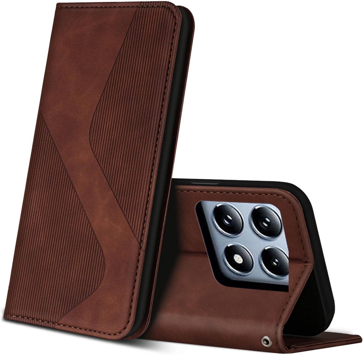 Hoesje voor Xiaomi 14T Pro, PU Kunstleer Bookcase Telefoonhoesjes met [Kaartsleuven] [Stand], Flip Case Beschermhoesje voor Xiaomi 14T Pro 5G (Bruin)