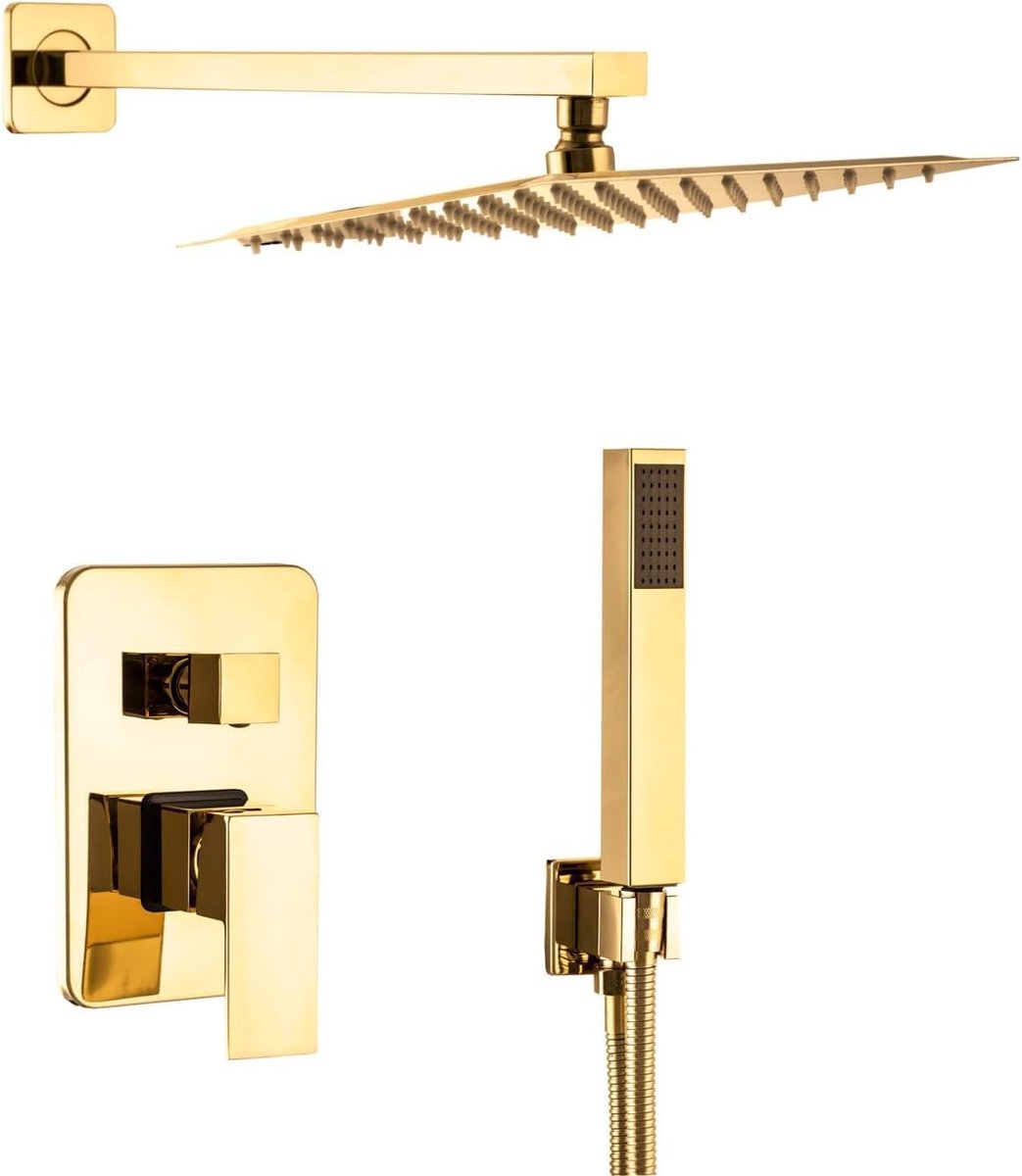 Douchestang douchesysteem: Regendouche 25cm, goud