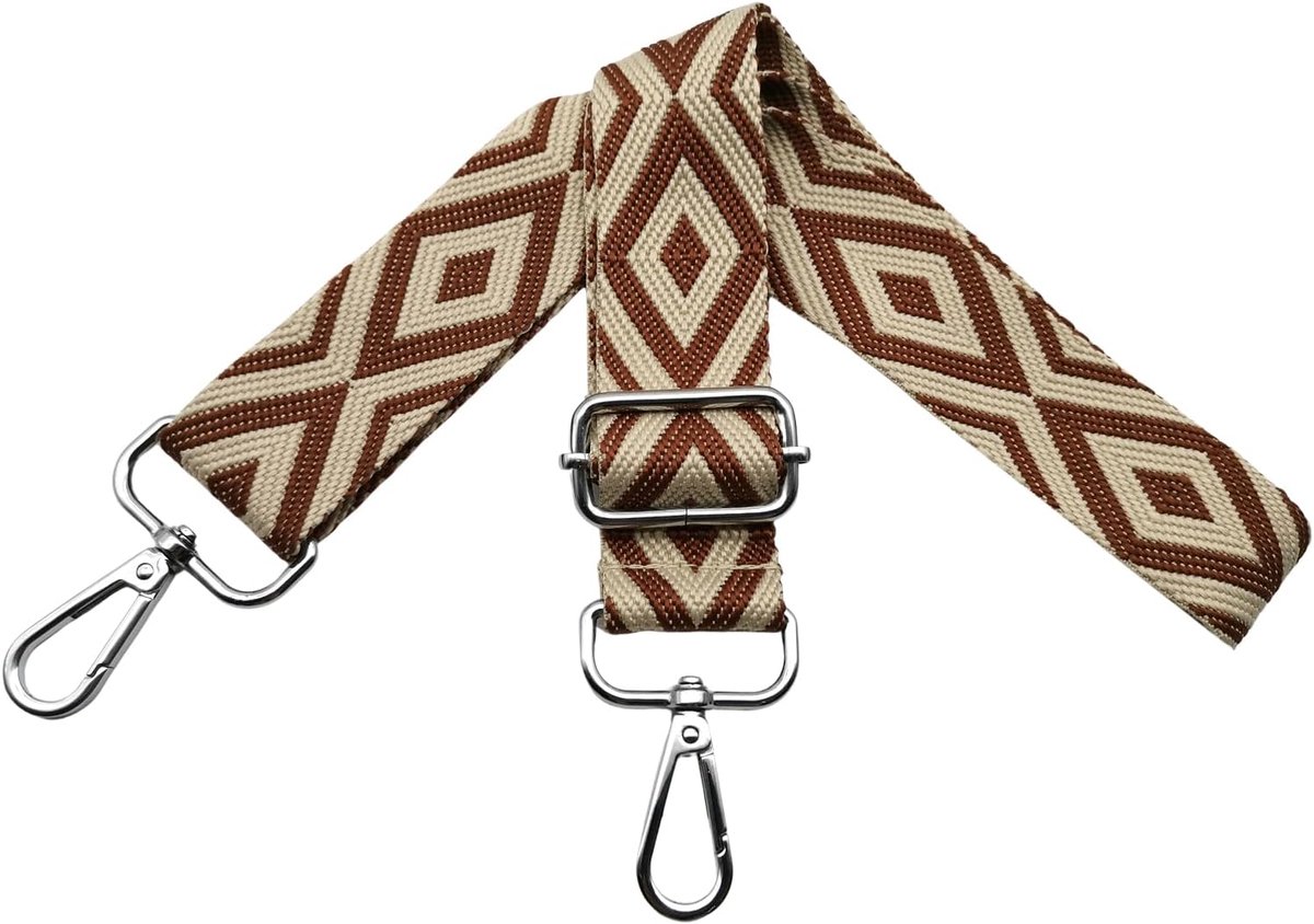 schouderriem voor tassen, tasriemen om te wisselen, schouderriem, breed, 3,8 cm, met zilveren karabijnhaak, voor dames, crossbody, schoudertas, doe-het-zelf accessoires, bruin, V8