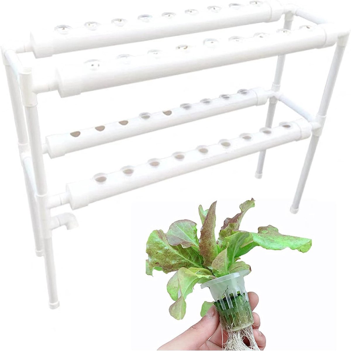 Tuinwerksysteem met timer, automatisch irrigatiesysteem, 2 lagen hydrocultuur groeien 36 locaties, hydrocultuur kweeksysteem met voedselveilige pvc-U-buizen