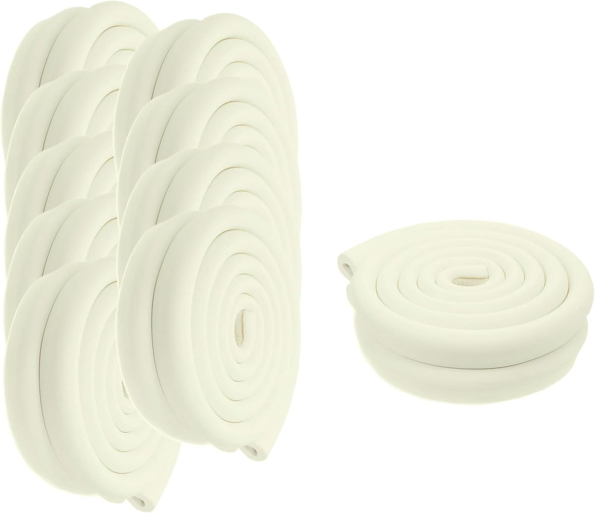 Randbescherming, U-vormige schuimbescherming, veiligheid voor je kinderen, tafelrandbescherming van glas, extra dik, randbescherming, 20 x 2 m, ivoorkleurig