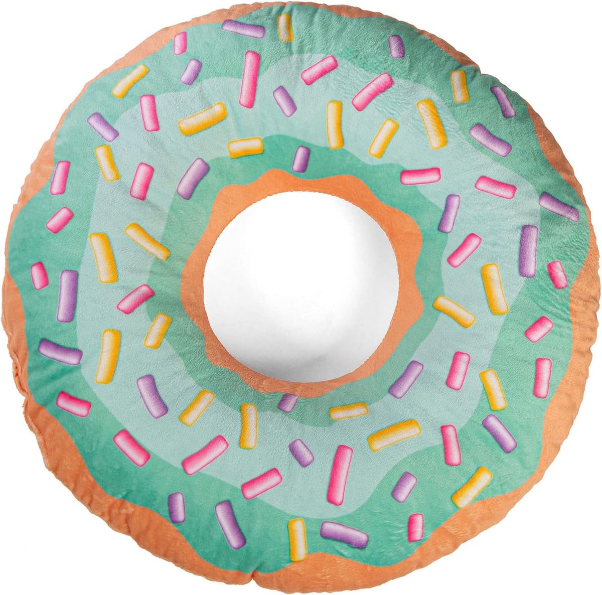Fluwelen Deco Kussen voor Kinderen Kussen Cover met Vulling 40 cm groot; Decoratie Motief Kleurrijke Donut [091]