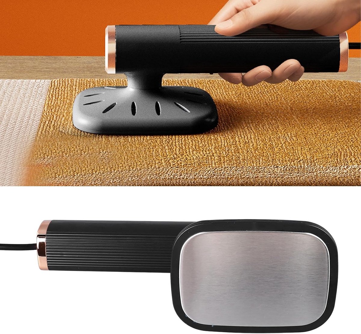Mini Stoomstrijkijzer, USB-Aangedreven, 20ML Watertank, Draaibaar Ontwerp, ABS Materiaal, 250g, Zwart, voor Thuis en Reizen