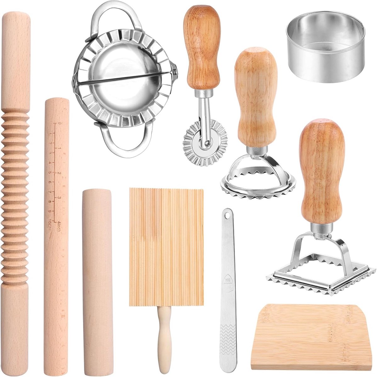 11 stuks pastasnijder, dumplingmaker, gyoza maker, ravioli roller, pastasnijder voor spaghetti, knoedels, ravioli