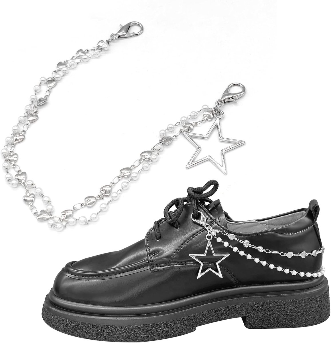 2 STKS Schoen Charms Ketting Schoenveter Kettingen DIY Punk Schoen Accessoires Decoratie voor Boot Sneaker Tas Handtassen Broek Ketting Sleutelhanger Cool Party voor Meisje Vrouwen