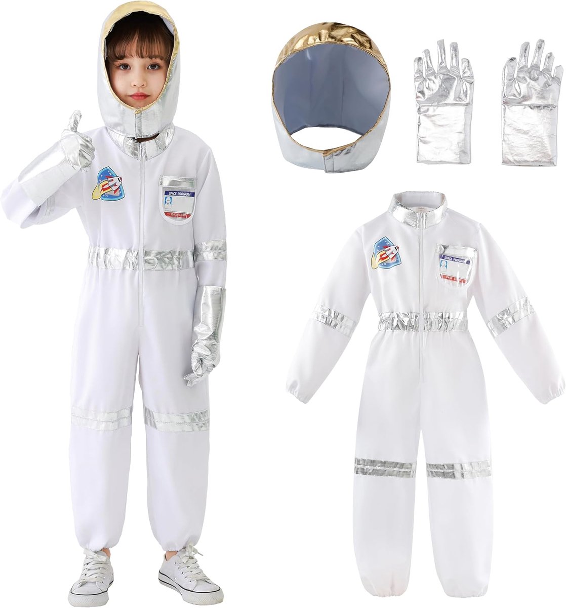 Kostuums NASA Helm Handschoenen Piloot Kostuum Ruimtepak Carnaval Halloween Cosplay Accessoires