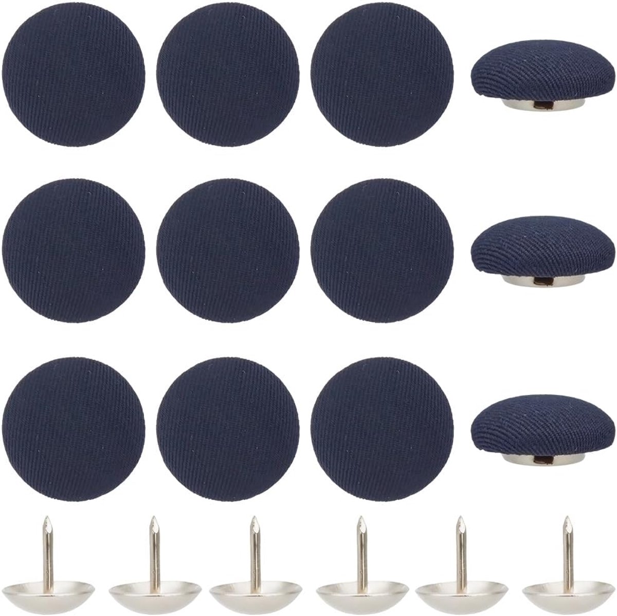 36 Stks Donkerblauwe Hoed Knop Met Klinknagel Platte Ronde Baseball Caps Nagelspelden Vervanging Vintage Doek Bedekte Butttons Voor Naaien Maken Kleding Accessoires Jurken Tassen Jassen Diy