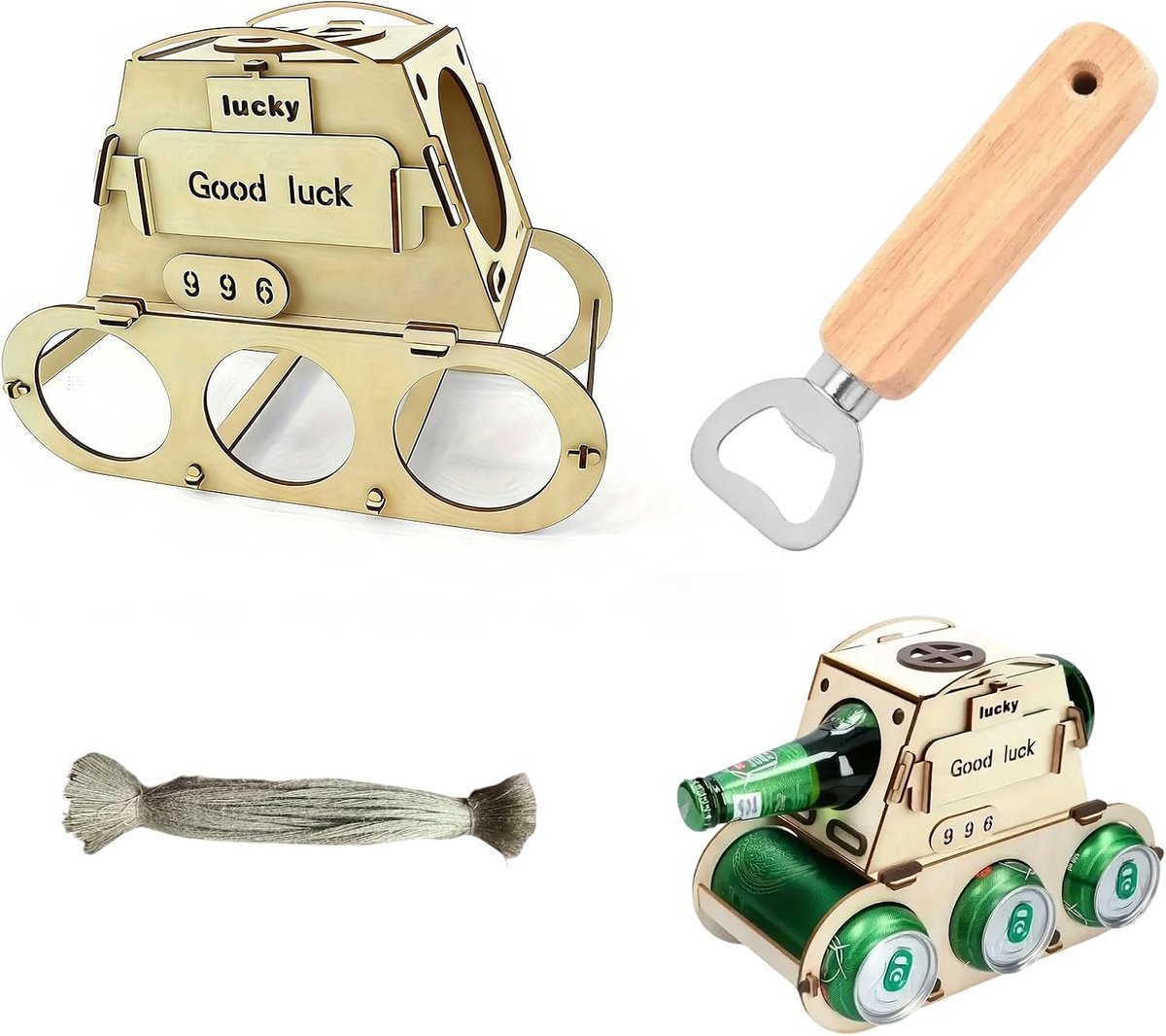 Bierdrager voor Mannen – Perfecte Geschenk voor Verjaardagen en Feestdagen – Incl. Openers, Uniek en Duurzaam Design, Voor Bier, Snacks en Drankflessen