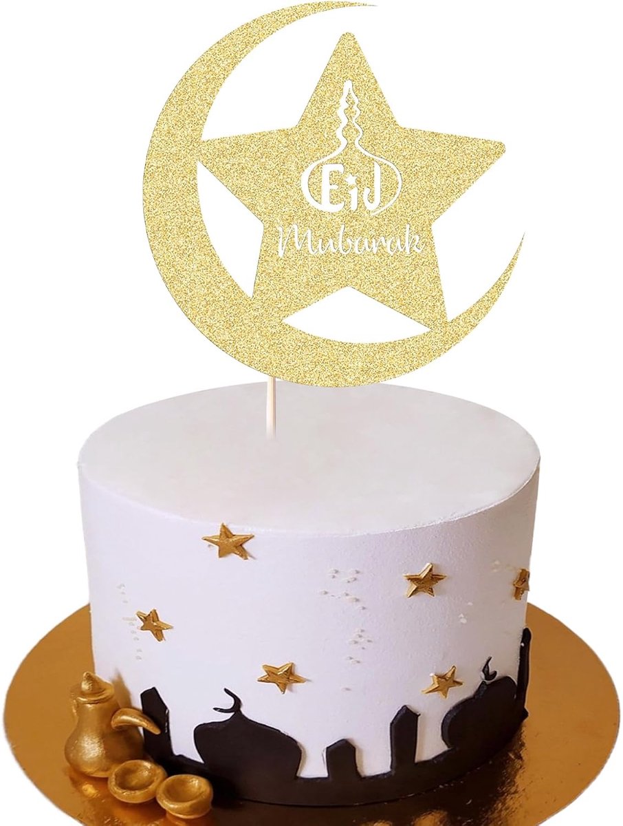 Mubarak taarttopper, Ramadan cupcake-toppers, glitter, ster en maan, Eid Mubarak, taartdecoratie, Mubarak, cupcake-toppers, Eid taartdecoratie voor moslim, Ramadan, Eid Mubarak