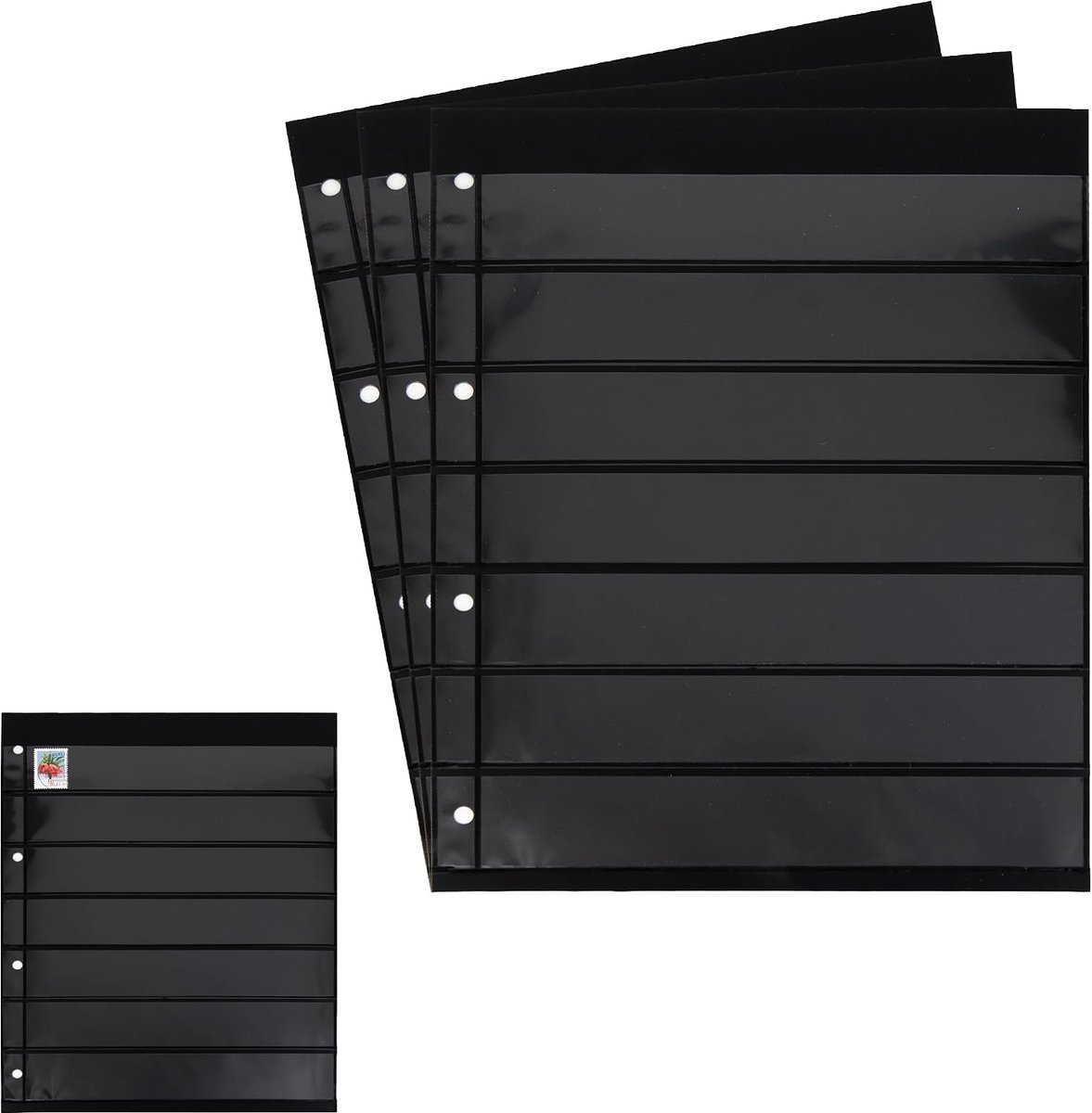 3 Prophila Kobra double-sided stocksheets, 7-way division, 7 pockets