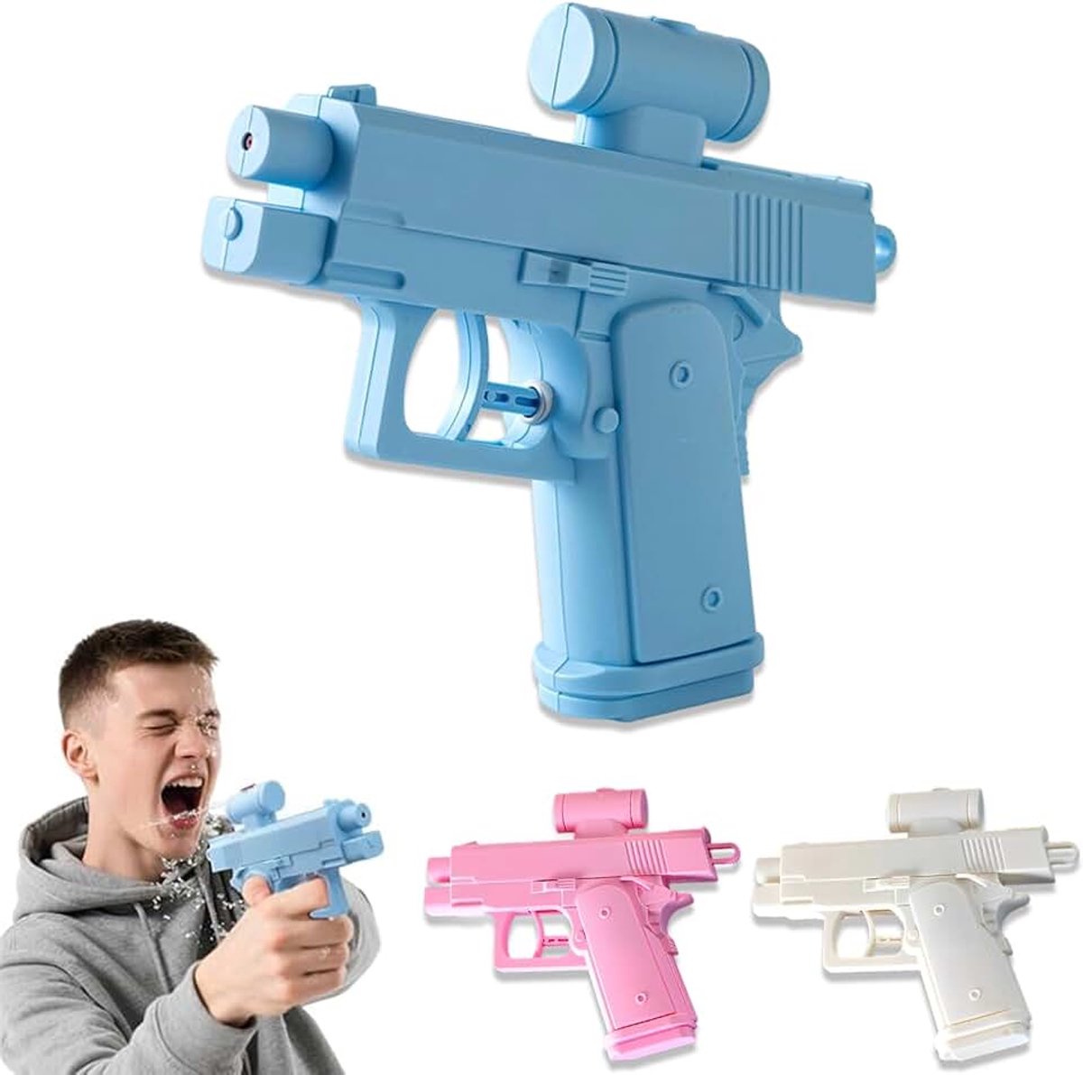 Prank Gun, waterpistool, grappig speelgoed, Blauw-roze-wit, Modèle 1