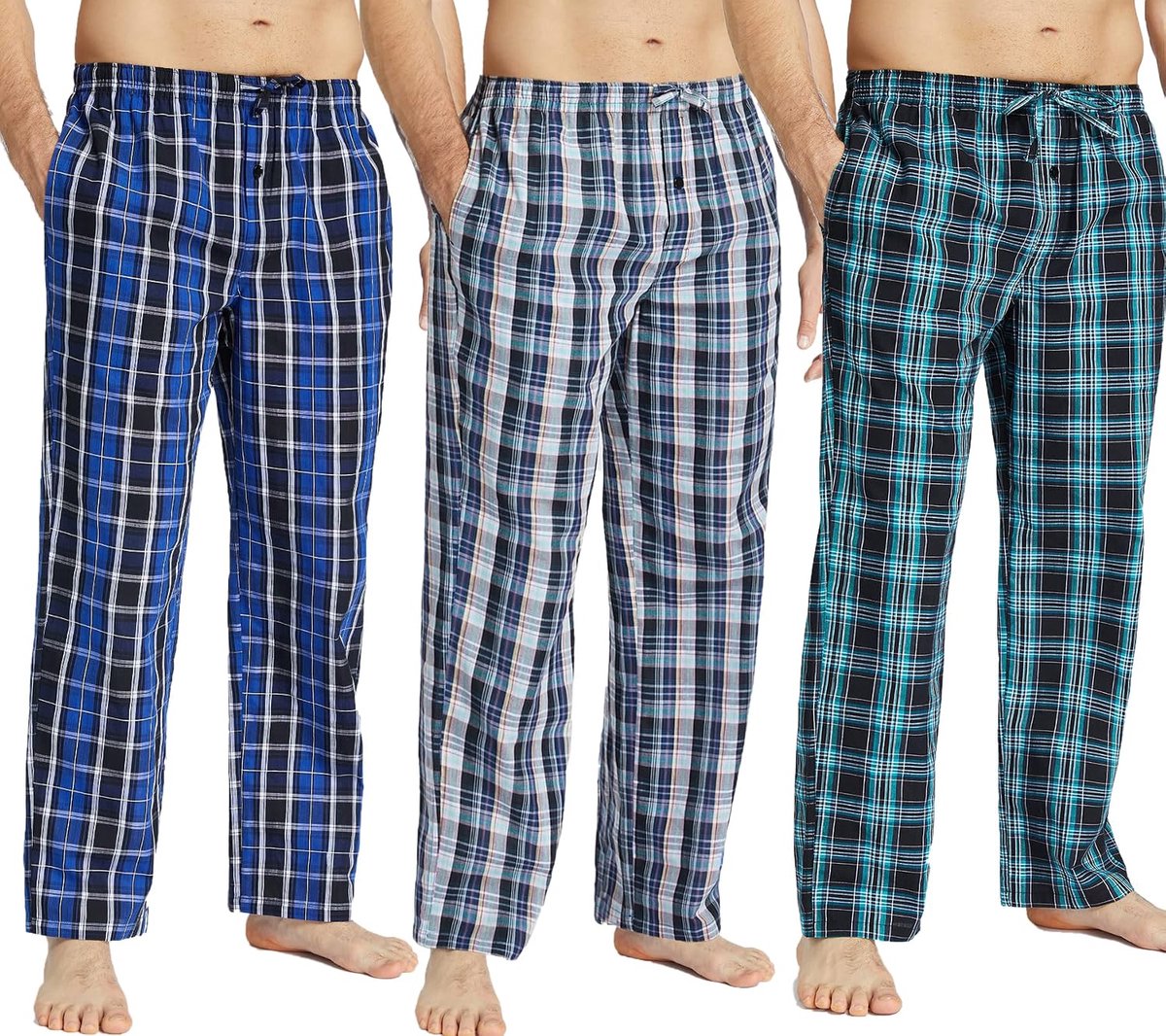 Herenpyjamabroek van Katoenflanel met Zijzakken en Trekkoord, Lang en Losvallend Model Voor Loungewear