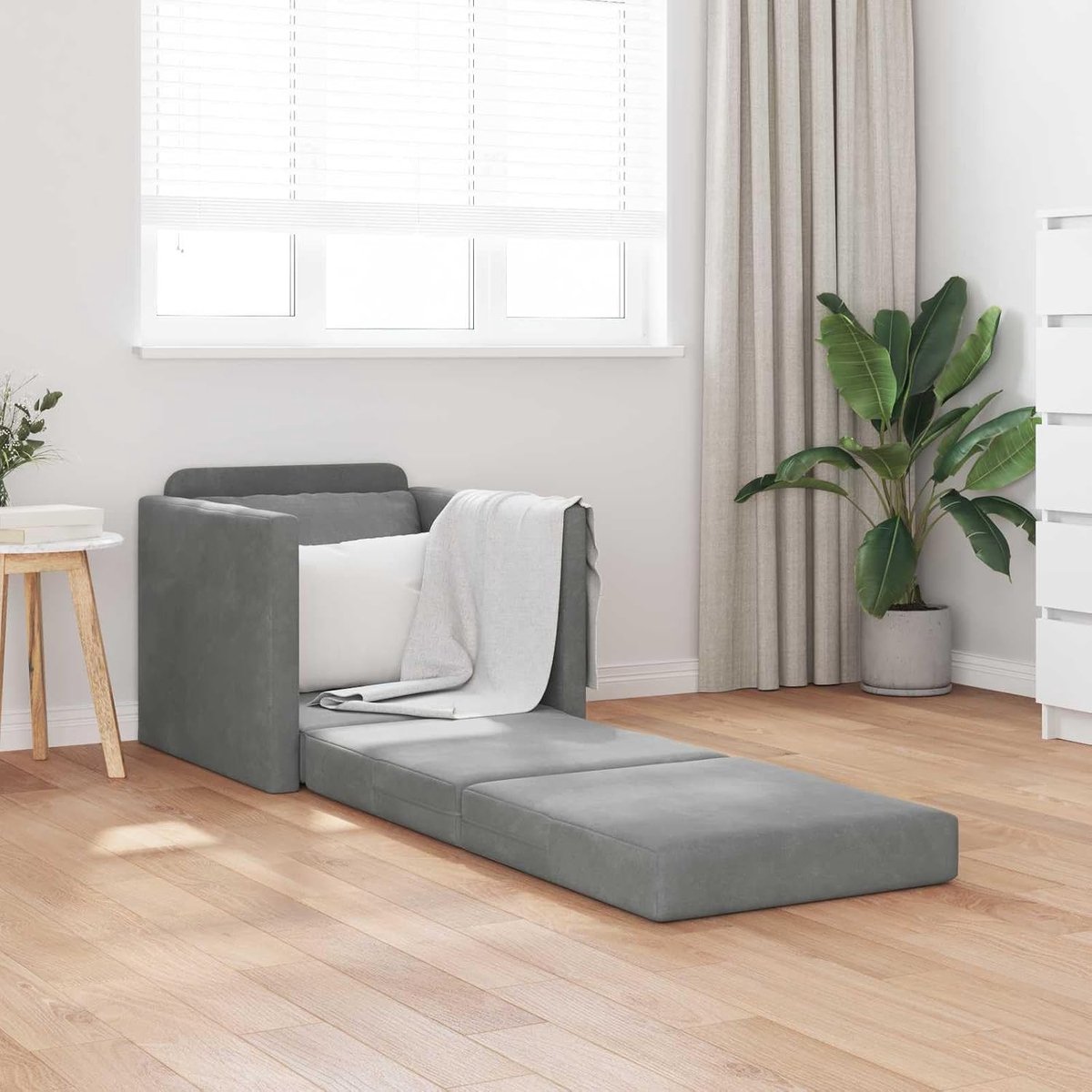 Bed, logeersofa, 60 cm, donkergrijs, fluweel, moderne slaapbank met handmatige omzetting en stabiele frameconstructie, voor woonkamer en appartementen