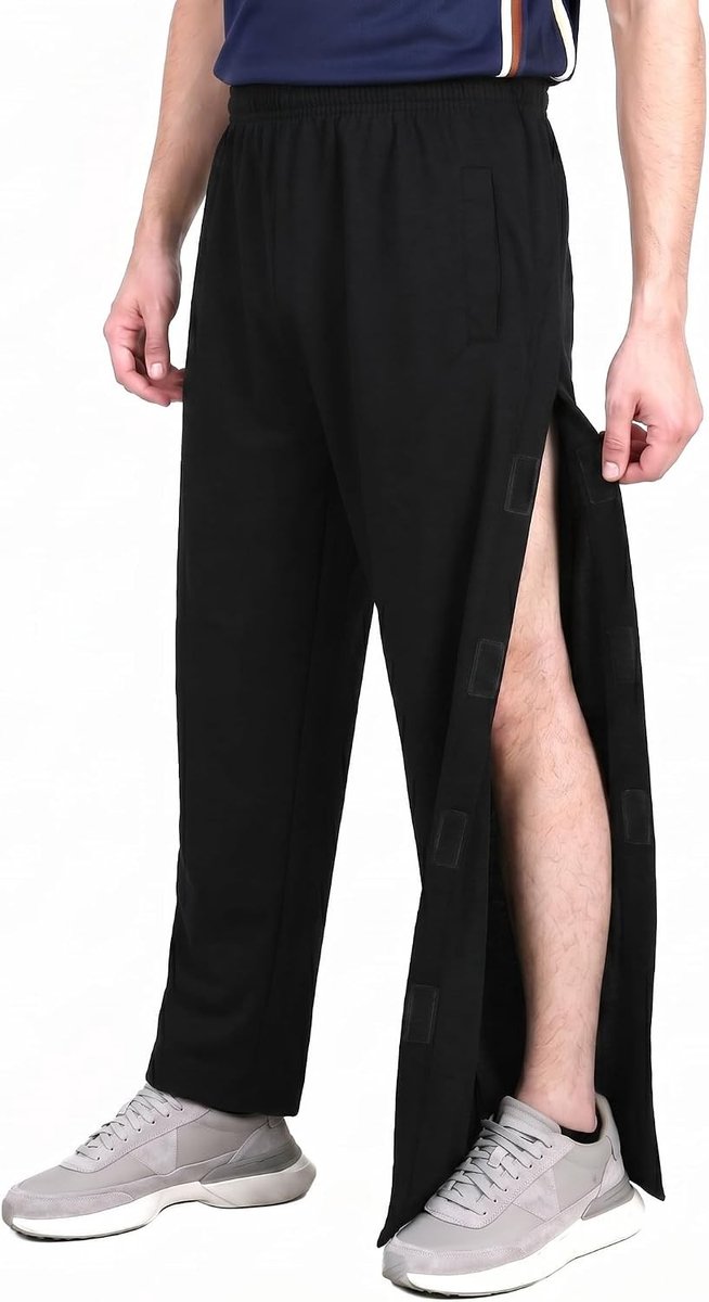 Comfortabele katoenen joggingbroek voor heren met zijsluiting, ideale sport- en vrijetijdspantalons met zakken en ademend materiaal