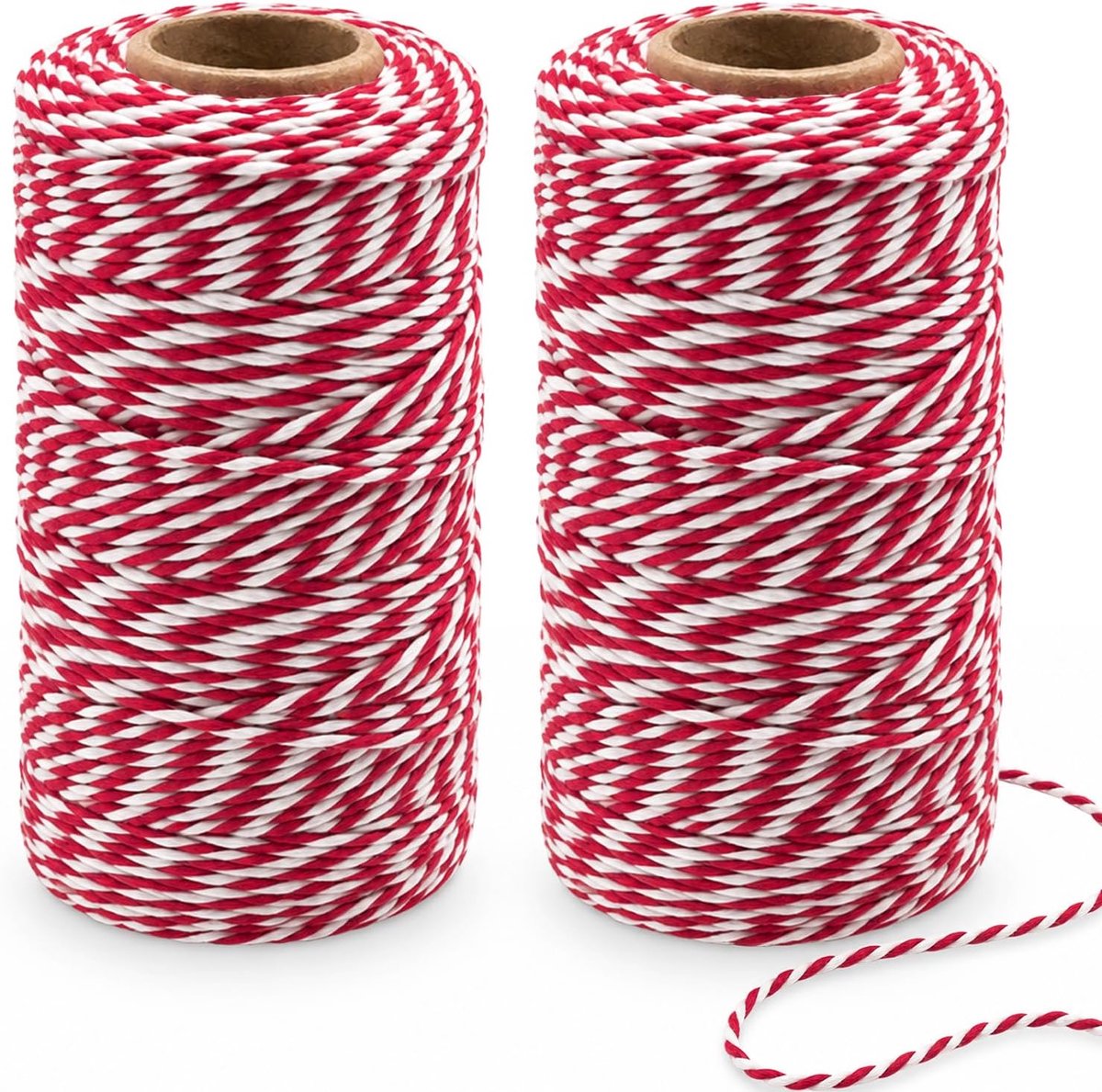 300 m bruin jute koord (rood wit)