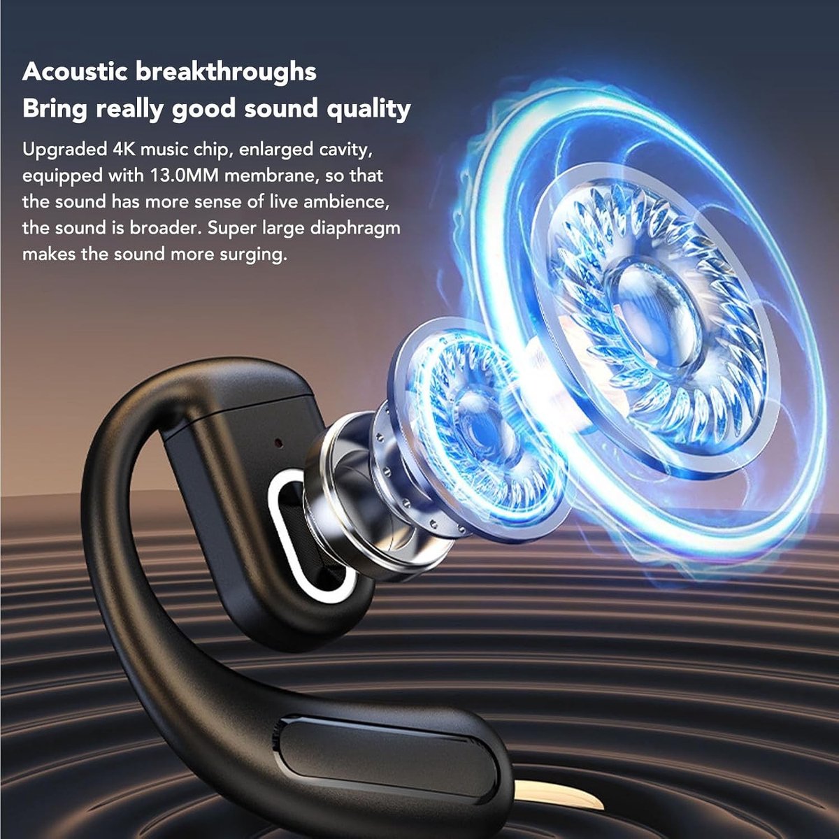 Draadloze Single Ear Headset met Oorklem, 180mAh Batterij, Geluidsisolatie en Helder Geluid voor Sport en Gaming (Zwart)