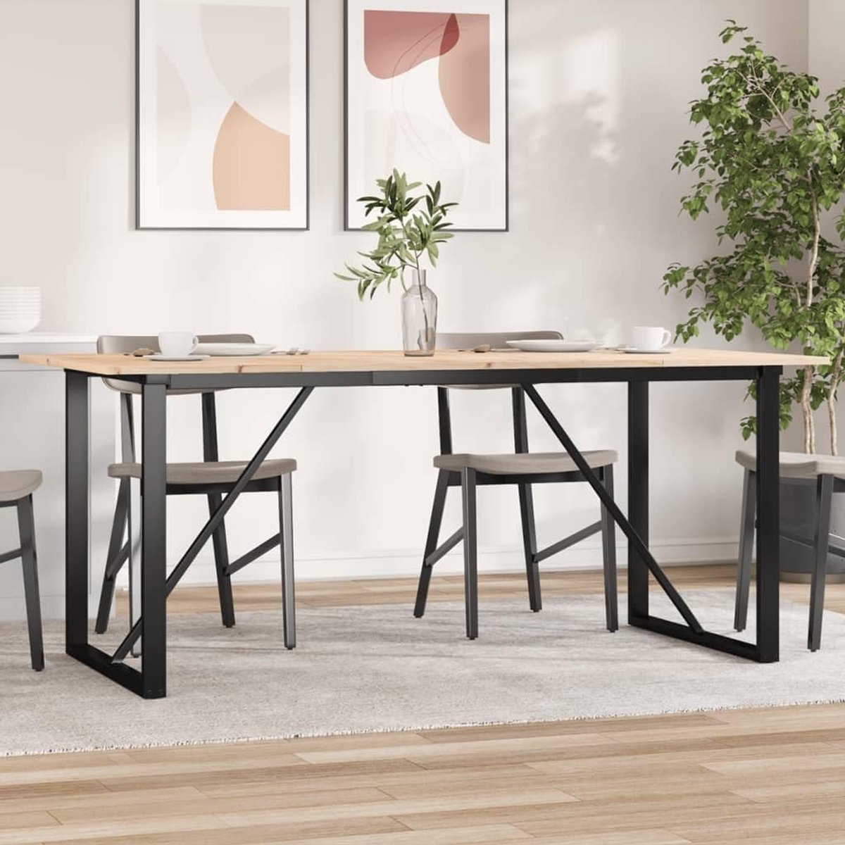 grenenhout O vormige structuur eettafel 180x90x75 cm