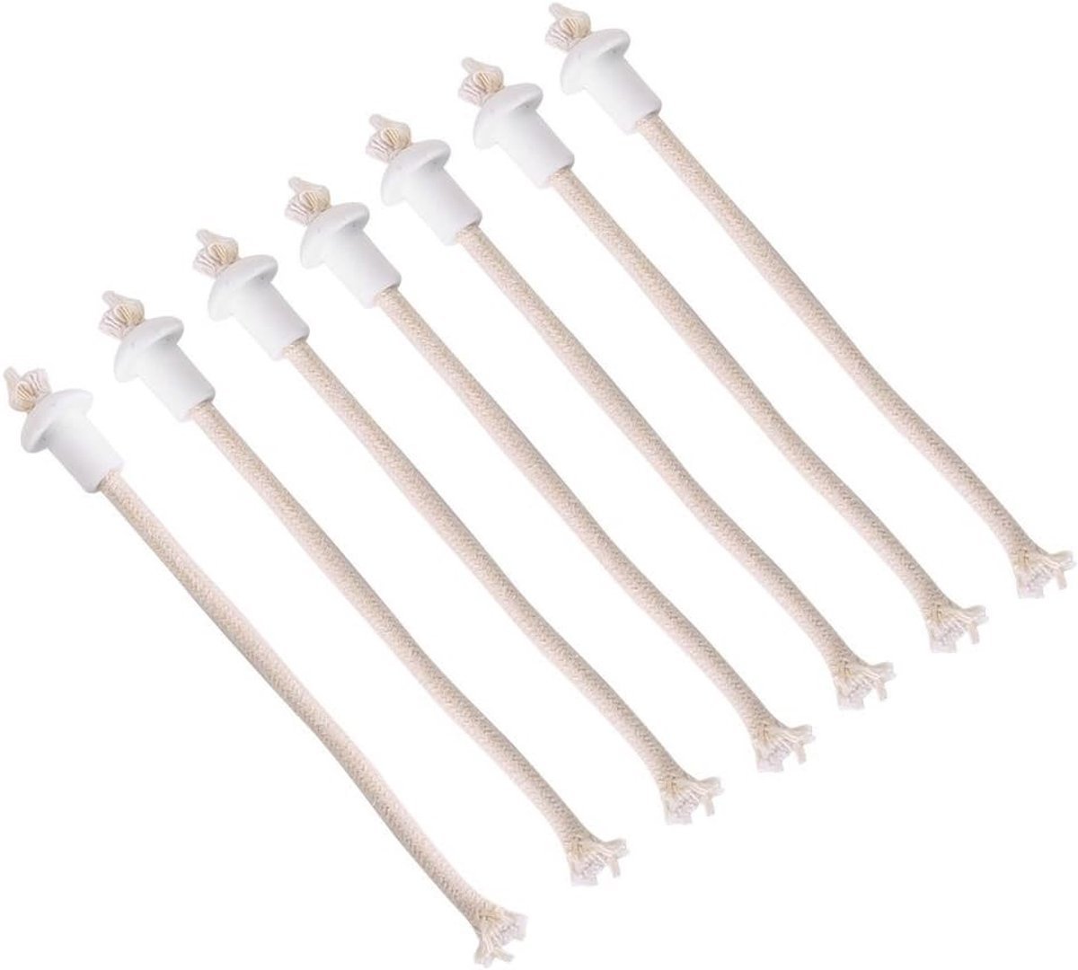Set van 7 keramische fakkelhouders met hittebestendige fiberglass lonten voor olie- en kaarslampen, ideaal voor buitengebruik en sfeerverlichting