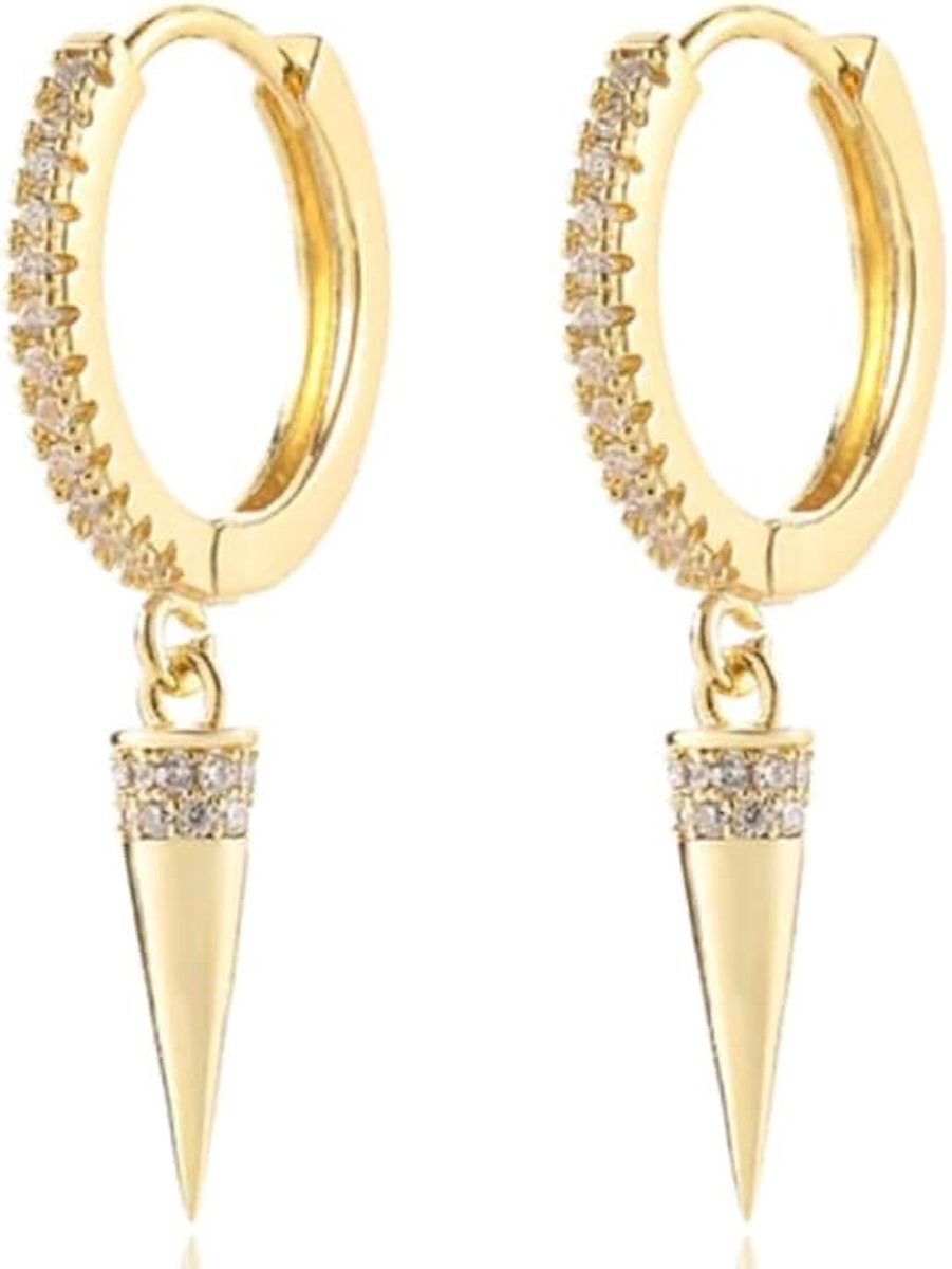 Oorringen met Conische Cilinder Hanger - Conical Goudkleurig