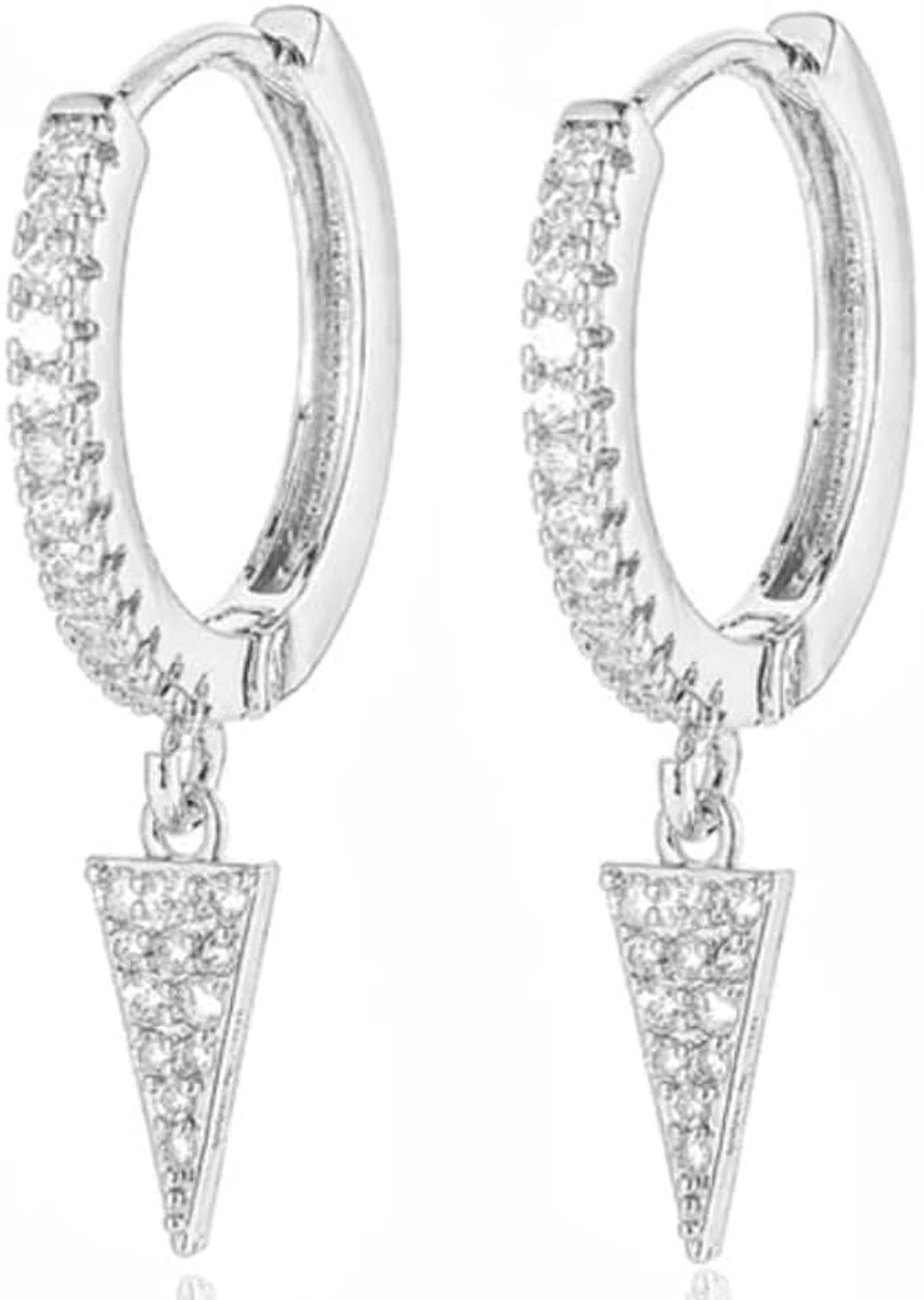 Oorringen met Driehoek Hanger - Triangle Silver