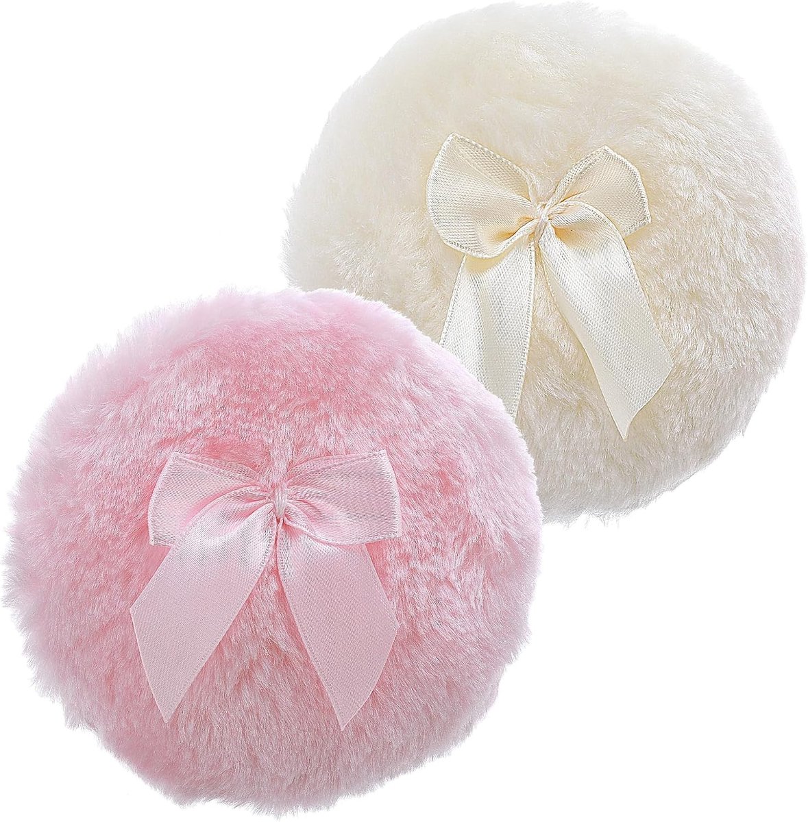 Grote Fluffy Poeder Puff van 10 cm - Ultra Zacht, Wasbaar en Herbruikbaar voor Make-up en Poedergebruik (Roze en Geel)