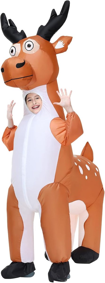 Rendierkostuum voor volwassenen, opblaasbare kerstherten, elandkostuums voor mannen en vrouwen, elandkostuums, Halloween-kostuums, grappige kostuumfeestkostuums (kinderen)