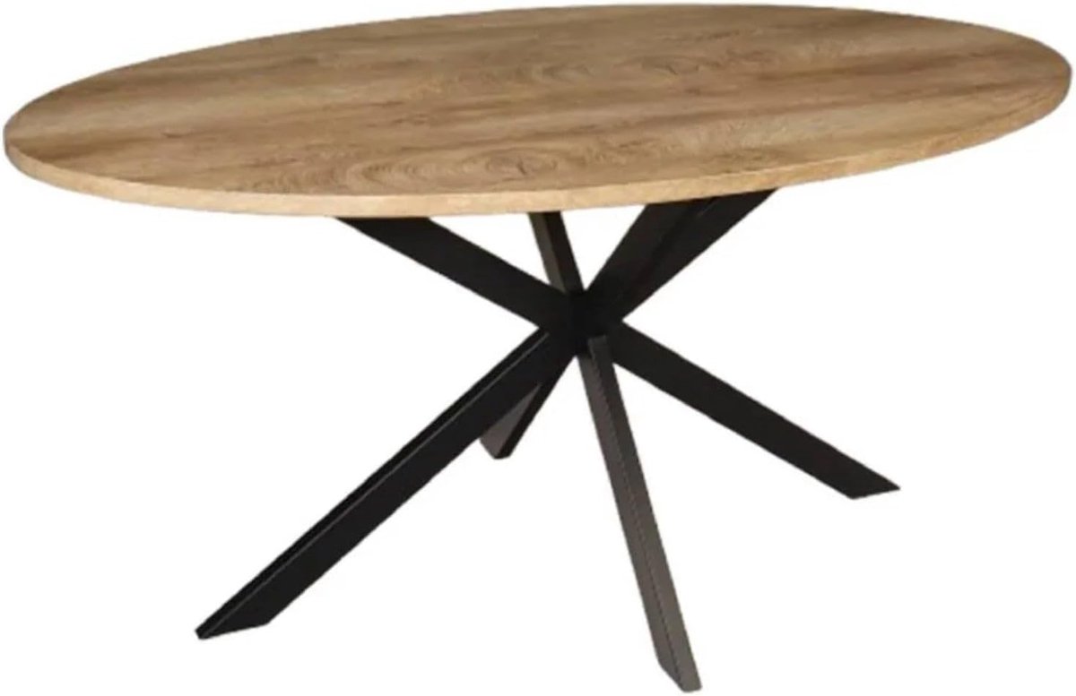 Eettafel ovaal 160cm Rato lichtbruin ovale tafel MDF eetkamertafel