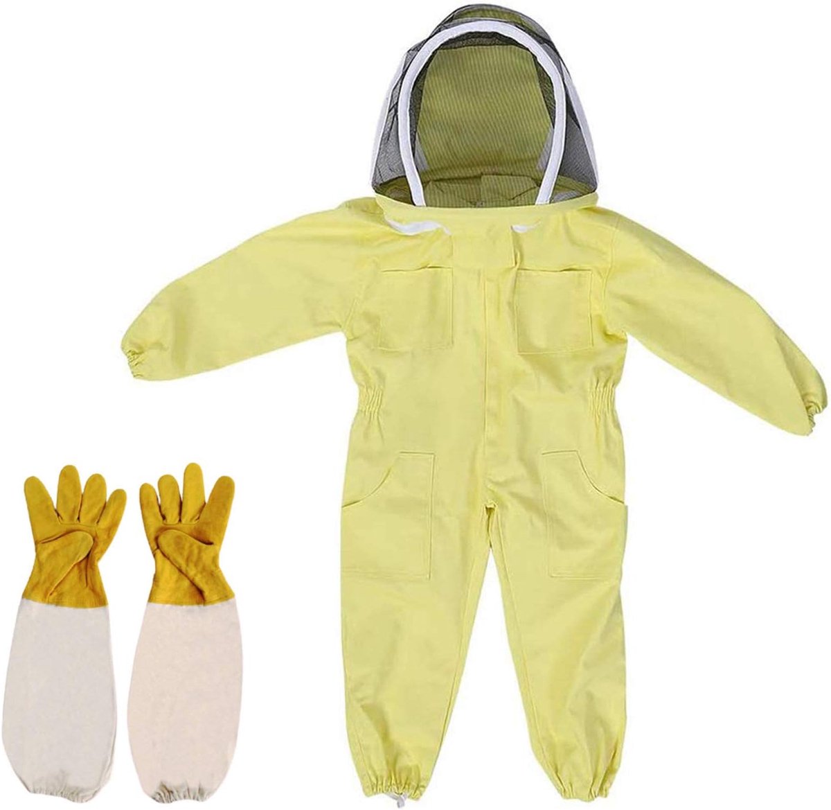 Bijenteelt met handschoenen voor kinderen, katoen met lange mouwen, bescherming voor kinderen, imkerbenodigdheden (L, geel)
