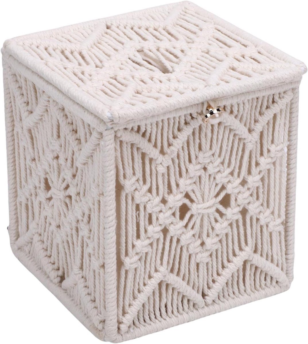 tissuebox, zakdoekhouder met open bodem, handdoekorganizer van geweven papier, boho-stijl, vierkant, mooie zakdoekhouder voor badkamer, slaapkamer,