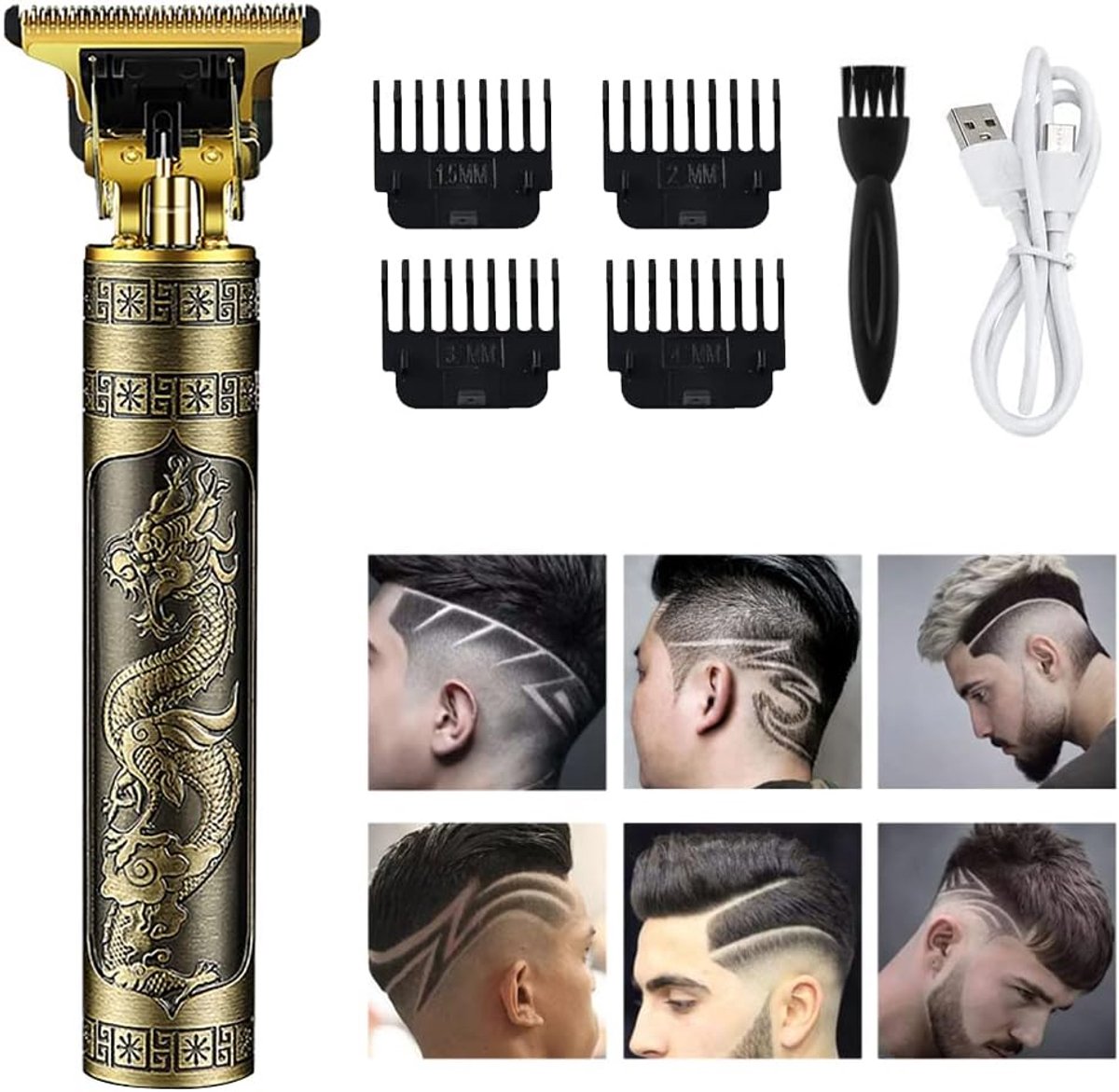 Tondeuse voor heren, baardtrimmer, baardtrimmer voor heren, tondeuse voor heren, USB-oplaadbaar, draagbaar, elektrische baard, geschikt voor volwassenen en barbiers