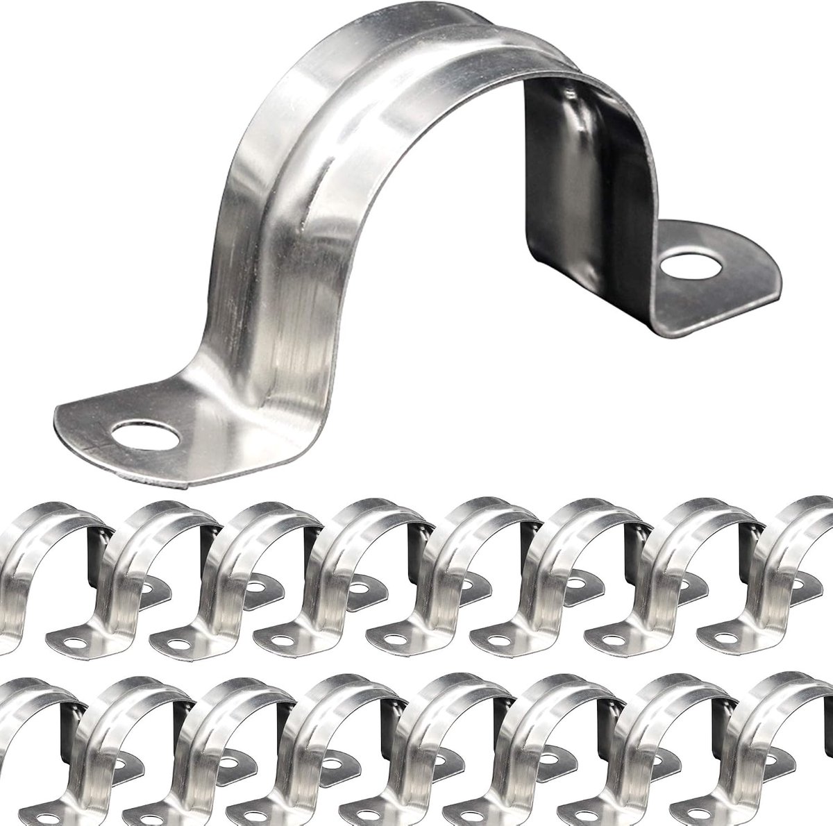 30 verpakkingen M40 roestvrij stalen stijve buisband, (40 mm radius), krachtige buisbevestigingshouder met 2-gaats kabel-U-klemhanger
