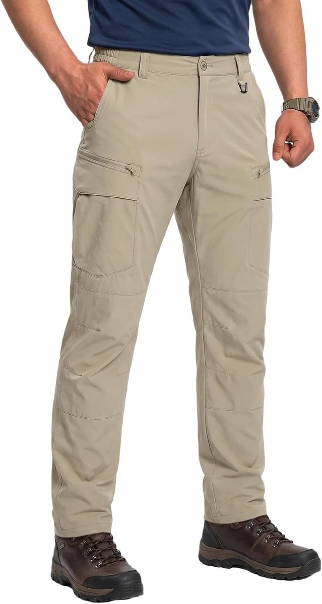 Outdoorbroek voor heren, waterdicht, wandelbroek, ademend, lichte trekkingbroek met meerdere zakken, ritssluiting, functionele broek, sneldrogende cargobroek