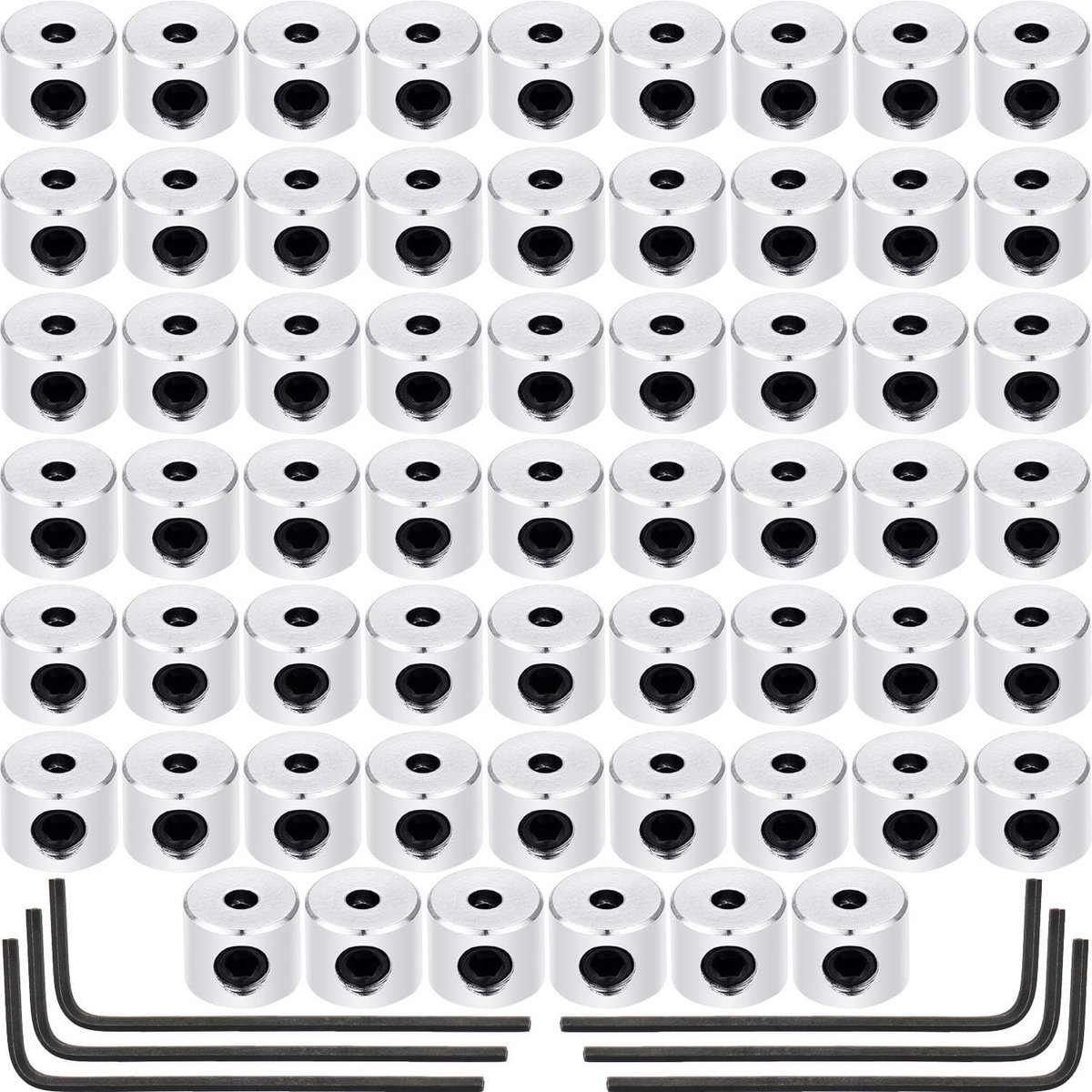 60 Stuks Pin Stekkers Met Sleutel, Zilverkleurig, 6 x 5 mm