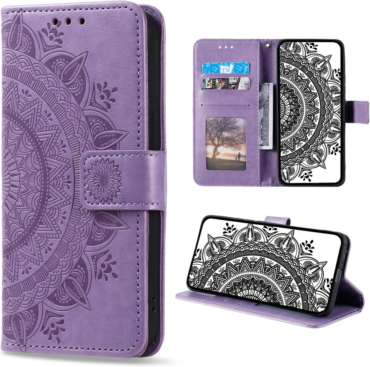 Hoesje voor iPhone 12 / iPhone 12 Pro, Telefoonhoesjes met Pasjeshouder, schokbestendig Telefoon Portemonnee Case beschermhoes voor iPhone 12 / iPhone 12 Pro (Paars)