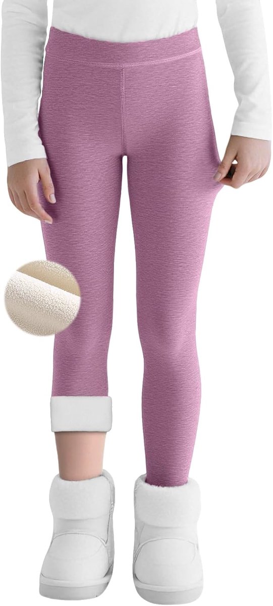 Leggings met fleecevoering Lange broek Kinderen Katoenen leggings Winterbroeken Hoge taille Eenkleurige thermobroek Winter Warme dikke thermoleggings voor 6-14 jaar
