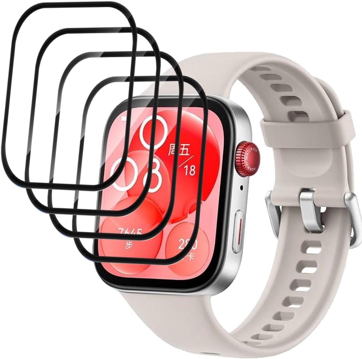 [4 stuks] Gehard glas voor Huawei Watch Fit 3 Screenprotector, Krasbestendig/Transparant HD, Schermbeschermer voor Huawei Watch Fit 3