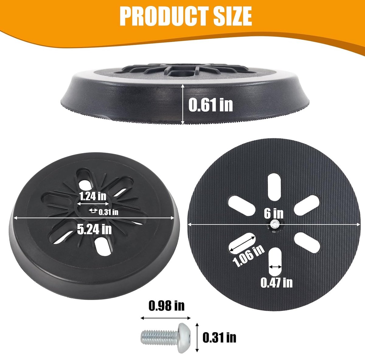 150 mm schuurschijf voor Bosch GEX 150 AC, PEX 15 AE, GEX 150 Turbo excenterschuurmachine 150 mm met schroeven van Poweka