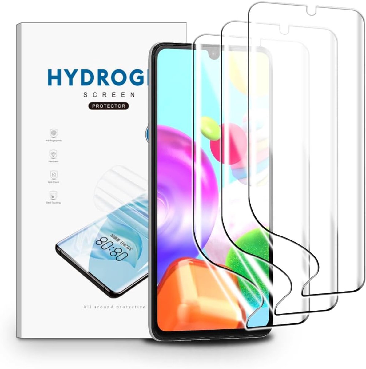 Schermprotector voor Samsung Galaxy A41, 3 Stuks Schermbeveiliging Ultra Helder, TPU Flexibele Beschermende Zachte Film, Krasvast